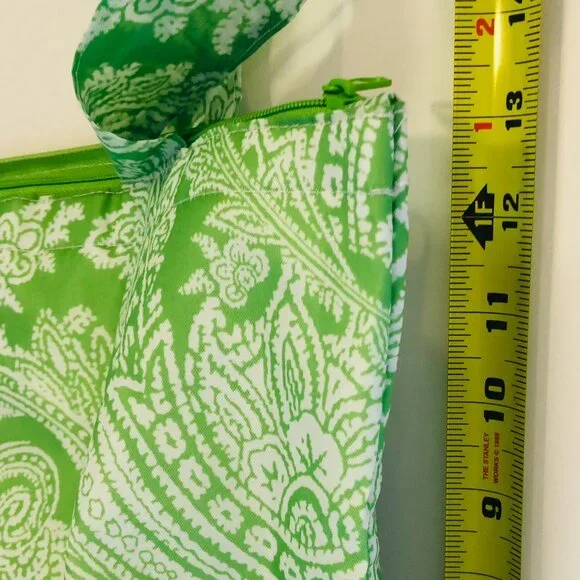 NWOT SACHI Insulated Foldable Market Tote Bag with Pouch Zip Green Paisley - Picture 10 of 16
